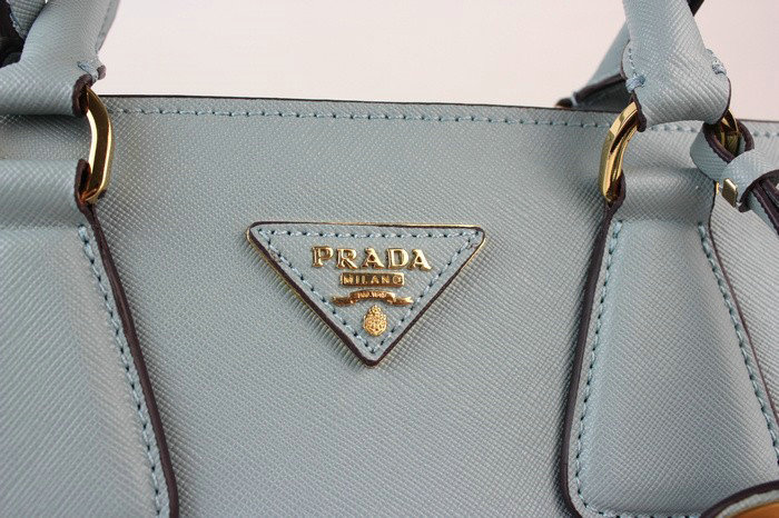 2014 Prada Saffiano Leather Tote Bag for sale BN2438 lightblue & darkblue